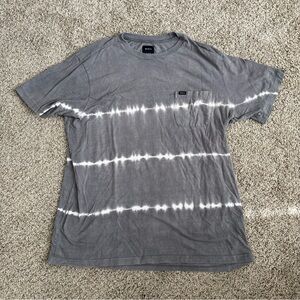 RVCA Gray and White Tie-Dye Short Sleeve Tee